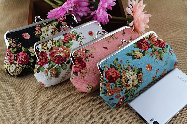 Product Introduction of Fabric Women's Wallet Long Rose Canvas Coin Purse Printed Clutch Student Pencil Case 3