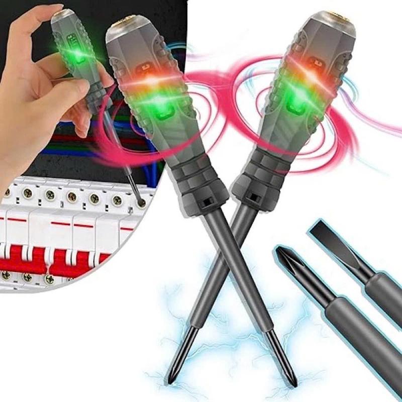 (KÈM PIN THAY THẾ) Bộ 2 Bút Thử Điện Thông Minh Kiêm Luôn Tua Vít Chống Va Đập Chuyên Dụng Hiển Thị Đèn Led Kích Thước 16-16,5cm