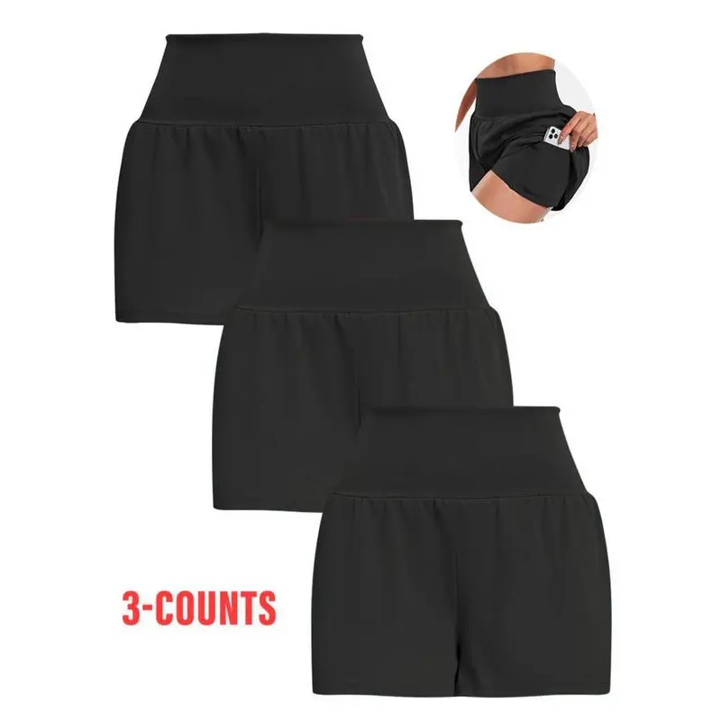 Women's 2 in 1 High Waist Pocket Sports Shorts, Gym Shorts, Casual Comfy Breathable Athletic Shorts for Tennis Pickleball, Ladies Sportswear for Indoor Outdoor Wear 6