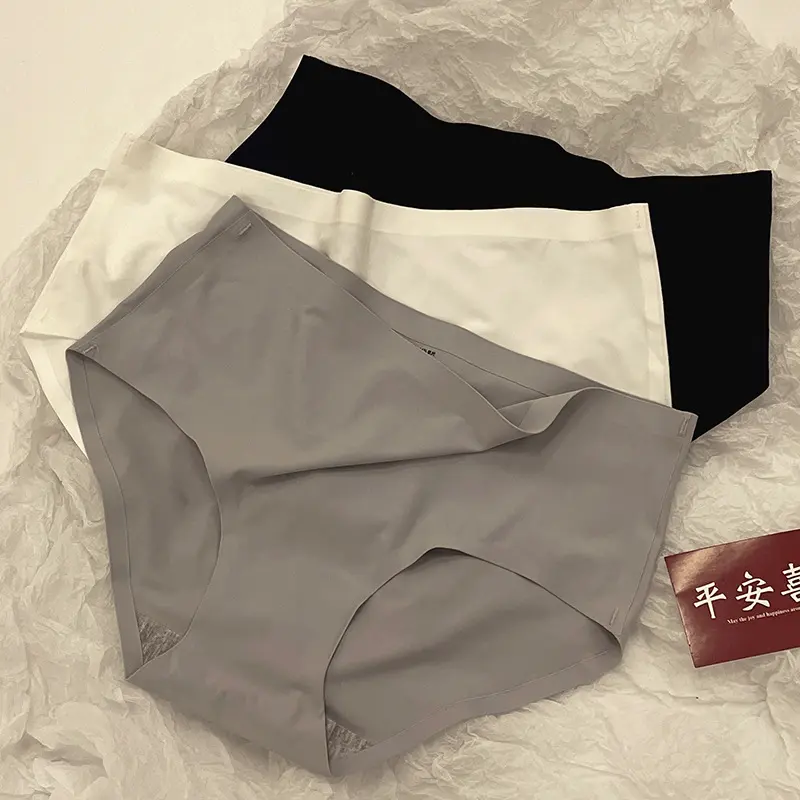 3 Pcs Ice Silk Seamless Underwear Women's Thin Cotton File Comfortable Breathable Sexy Girl Wind Waist Underwear