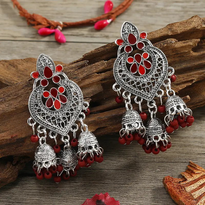 New Cross-Border Hot Ornament European and American Fashion Tassel Earrings Bohemian Alloy Personality Ear Stud Earring Earrings for Women