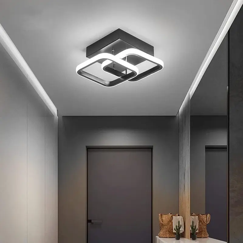 Square LED Ceiling Light, Modern Double-sided 3-color Dimmable Chandelier, Embedded Light Hardwired Ceiling Light for Kitchen Attic Corridor Balcony Bedroom 3