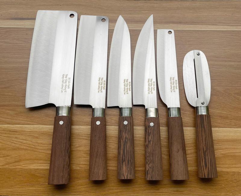 Bộ dao cán Mun nam phi thép Nhật 420HC chống rỉ [ Mua 5 dao tặng 1 Dao bào gọt ]