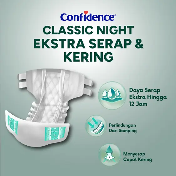 Confidence Cassic Night XL 6 Popok Perekat Dewasa Adult Tape Diapers Popok Ekstra Serap 1