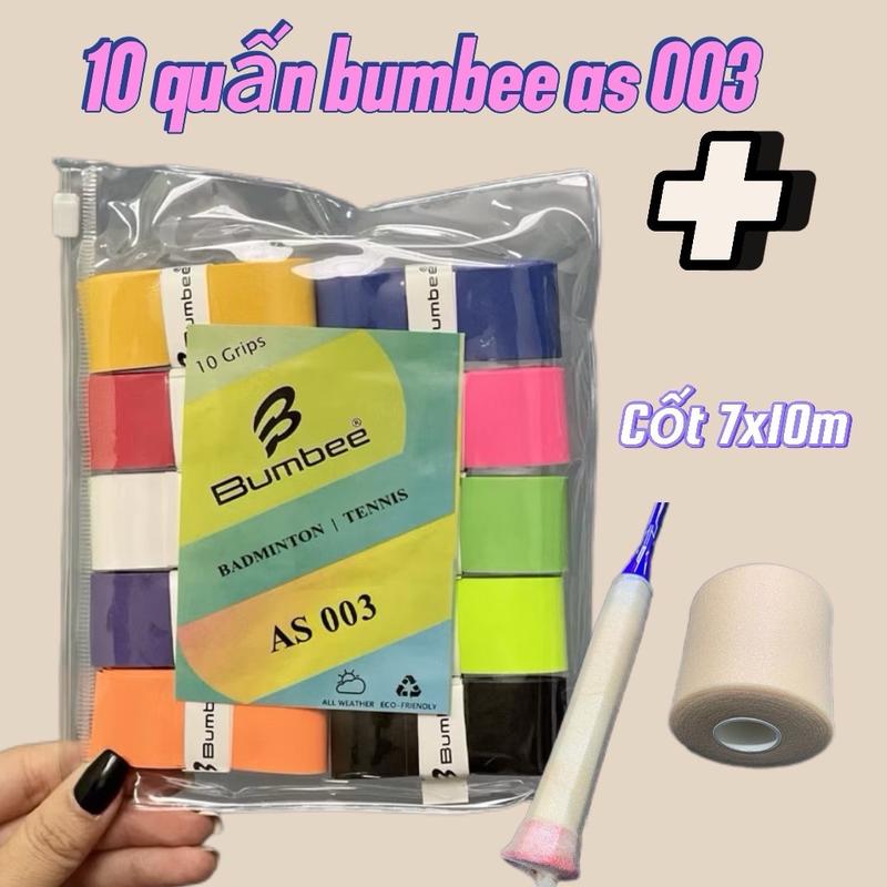 Combo 10 chiếc bumbee as003 và cốt 7x10m Quấn cán vợt cầu lông tennis Cao Su Sport quanvot bumbee