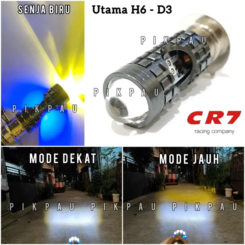 CR7 Lampu Utama LED H6 D3 Tipe Laser Senja Biru High Low 0