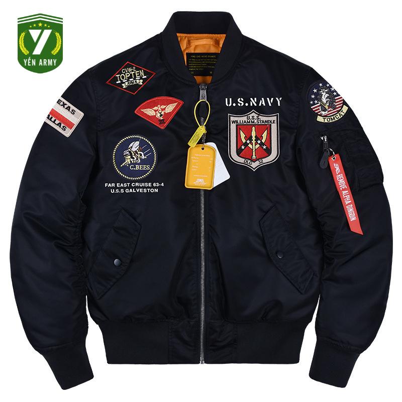 Áo Khoác Pilot Alpha Bomber Nam Chần Bông Màu Đen / Ghi Bạc / Xanh Rêu - Mã AP2662