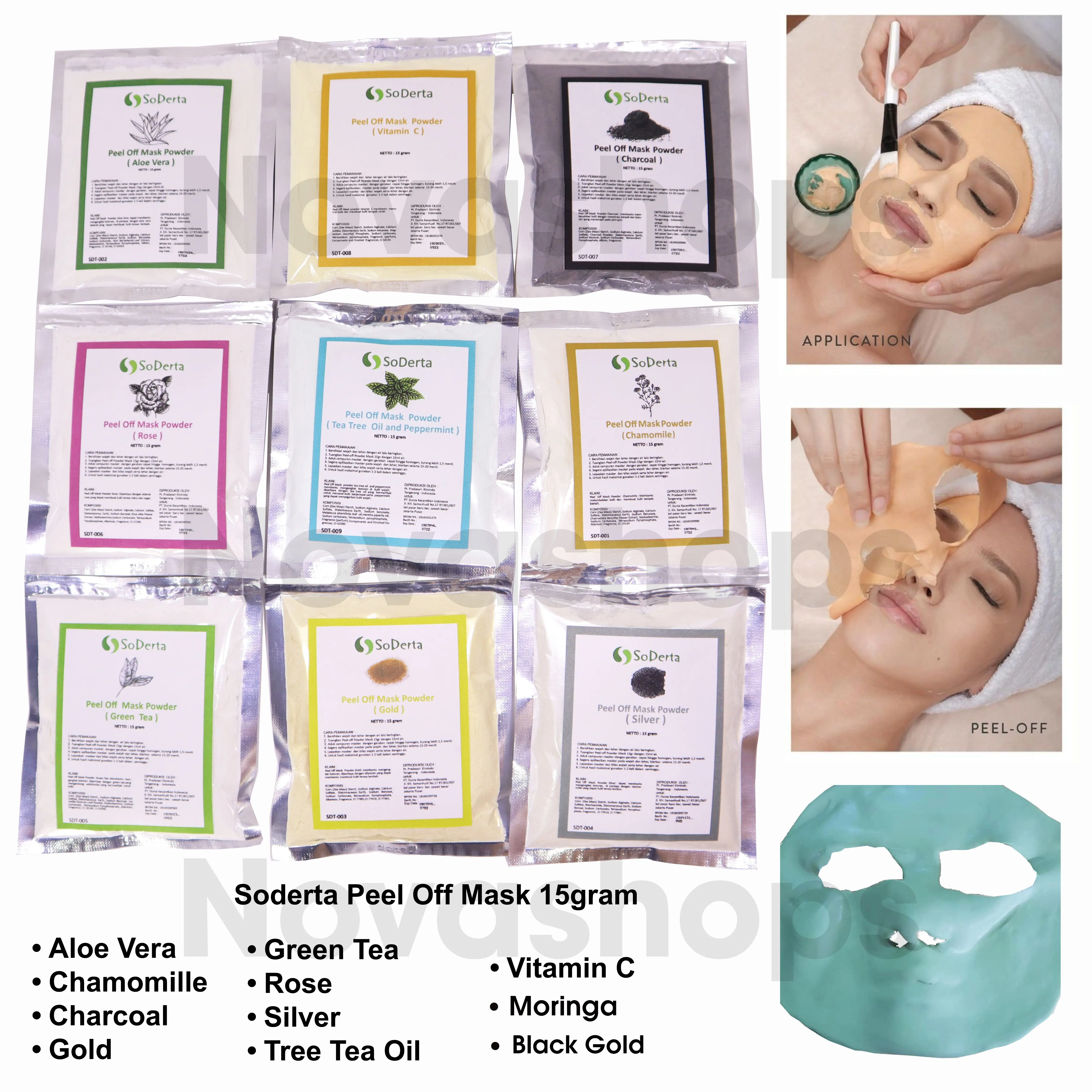 Soderta Peel Off Mask ORI - Masker klinik - rubber jelly mask bubuk -  repack 15 gram & 30 gram