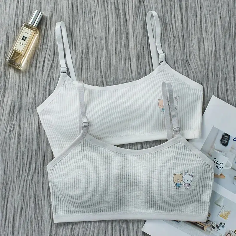 8-16 Years Kids Bras Young Girls Underwear Teenage Training Bras Women Cotton Kids cute Brassiere Tube Tops Girl's Sport Bras 2