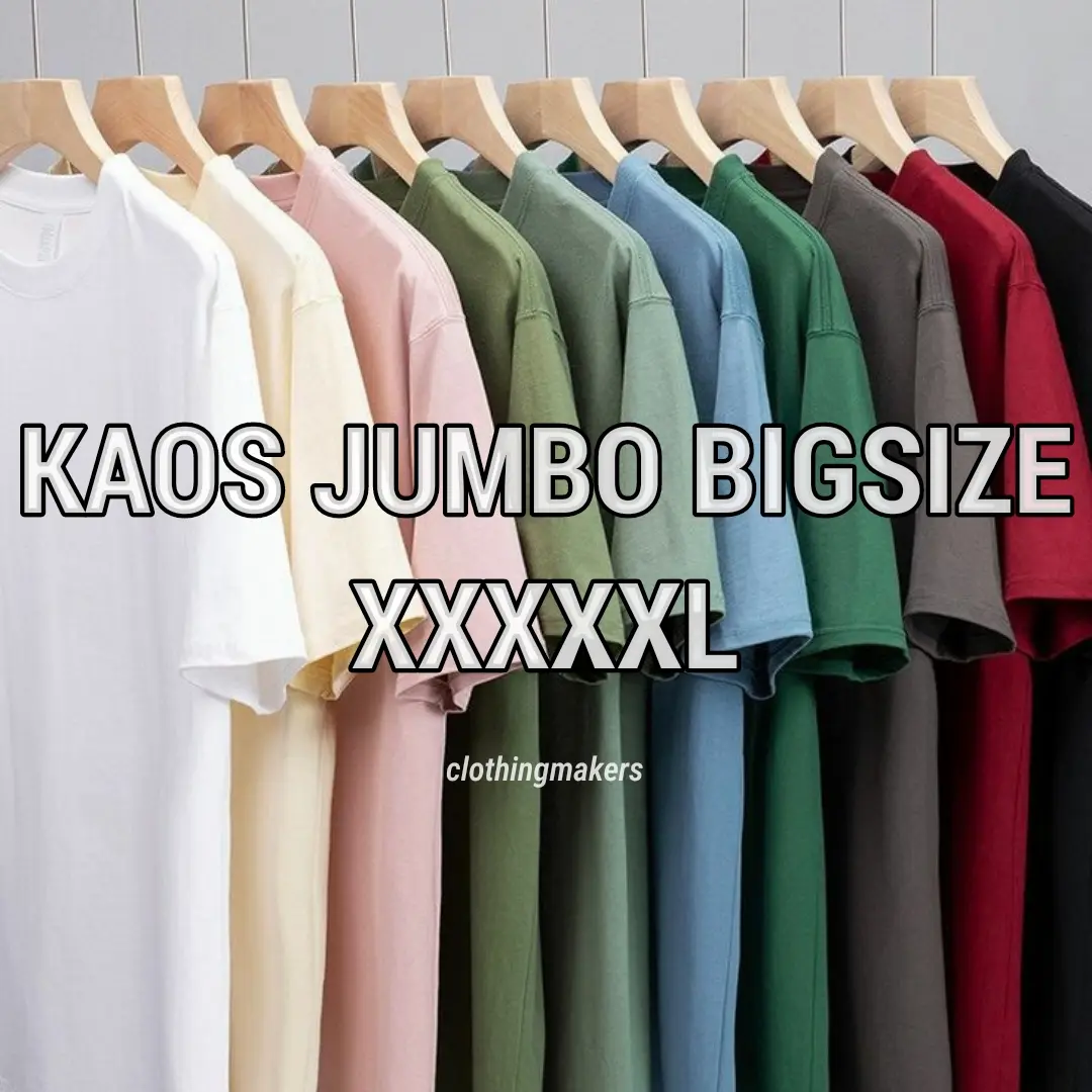 Kaos Pria Wanita Jumbo Big Size XXXXXL Ld 130 135 Lengan Pendek Distro Oversize Cotton Combed 30s Polos Unisex Cowok Cewek Murah