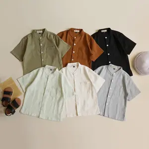 Playdate Kemeja Koko Lebaran Anak Cowok Linen Atasan Lengan Pendek Balita Terlaris di Tiktokshop