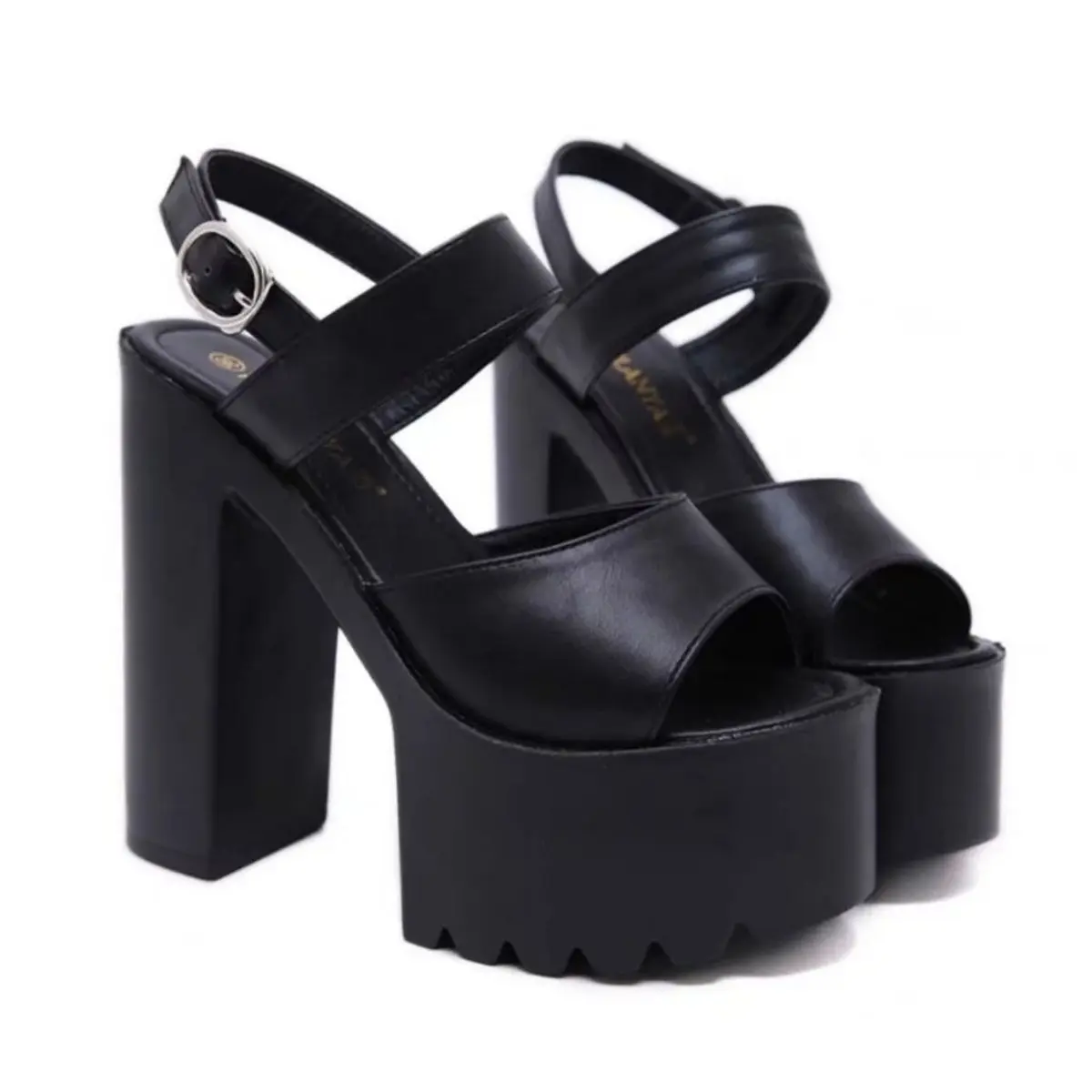 Giày sandal cao gót quai bản 14p da mềm mang êm gp