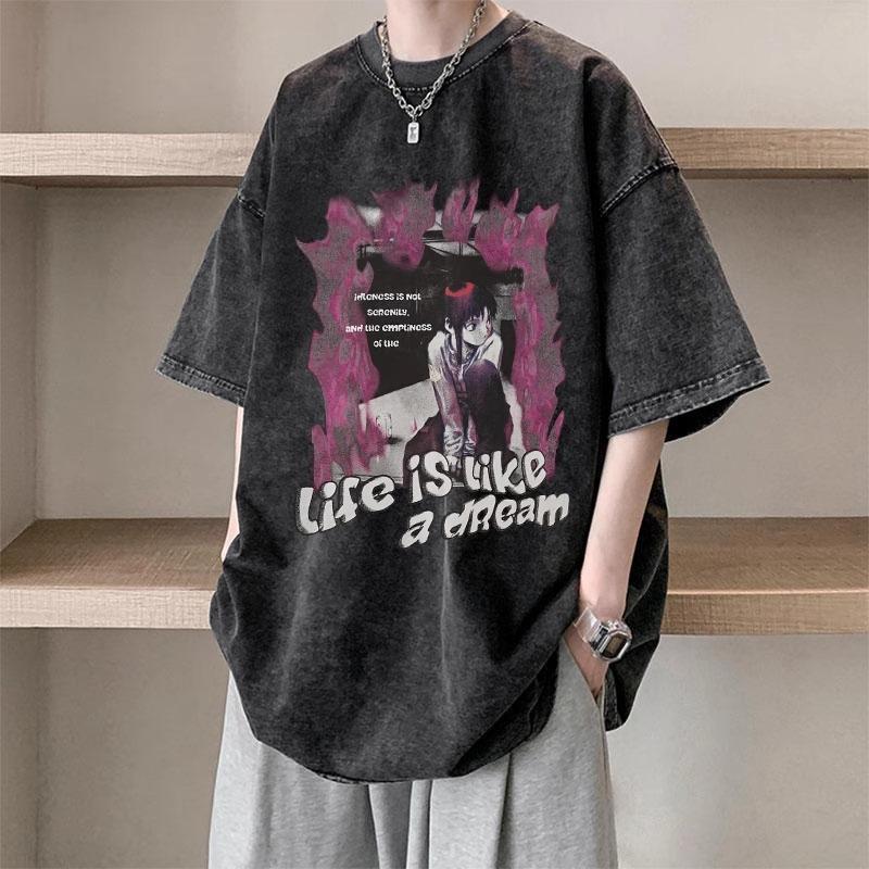 Product Introduction of ANDREA cotton nguyên chất mùa hè 2024 phong cách mới giặt đau khổ đa năng thời trang phong cách Hàn Quốc hợp thời trang rộng rãi cho nam nữ áo thun ngắn tay in hình học sinh cao cấp 17