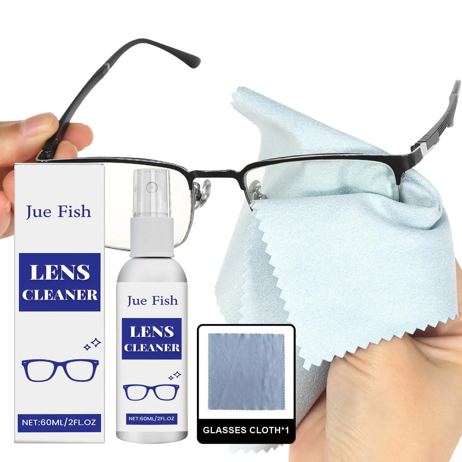Portable Glasses Cleaner, 1/2 Counts Glasses Anti-fog Cleaner with Cloth, Eye Glasses Cleaning Spray, Household Cleaning Supplies