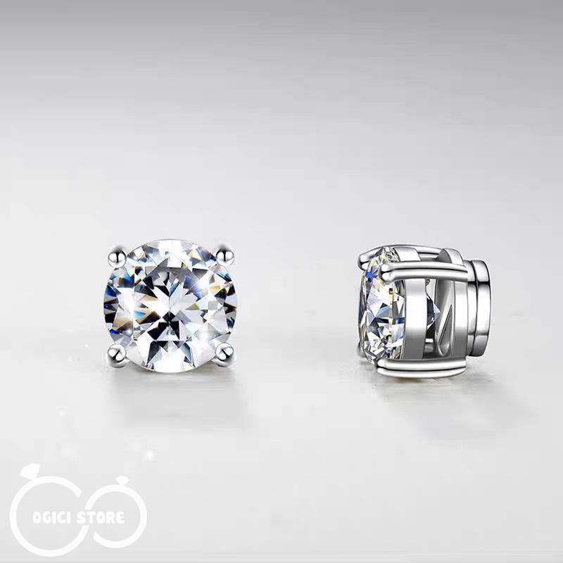 Khuyên tai nam châm không cần bấm lỗ Titan thời trang, Bông tai mặt đá lấp lánh cá tính, Unisex, 1 Chiếc khuyen  kep