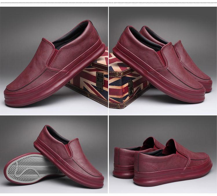 Product Introduction of 2023 Men's Shoes Autumn New Thick-Soled Slip-On Lazy Shoes Men's Breathable Height-Increasing Leather Shoes Soft-Soled Trendy Versatile Sneakers 25