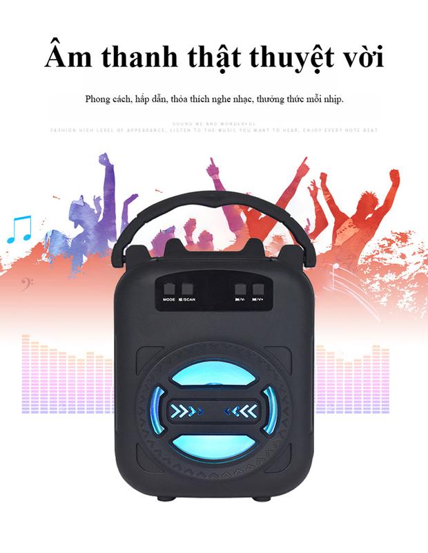 [KOL/KOC] Loa Bluetooth LM-S375-BLACK, Thiết kế nhỏ gọn có quai xách, Âm thanh nghe nhạc cực hay cực ấm, Thích hợp nghe nhạc trong nhà