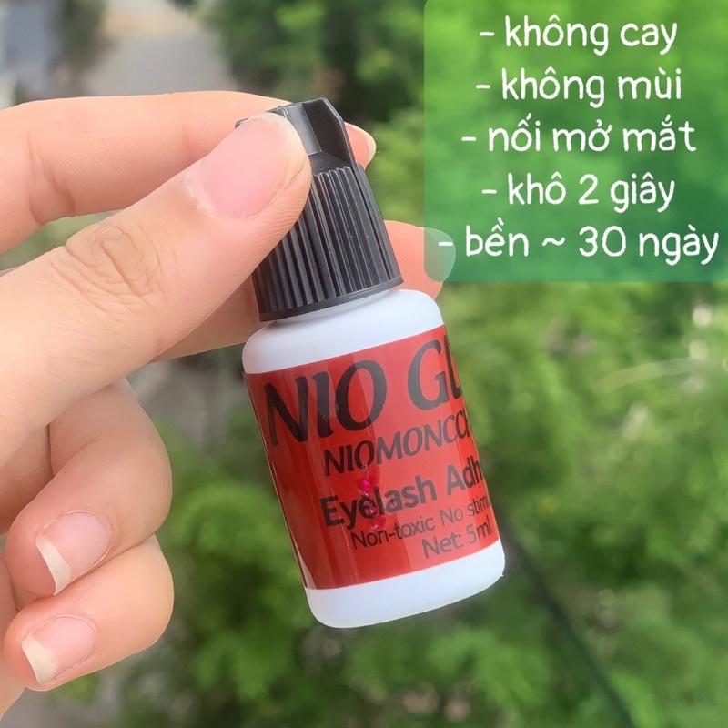 Keo nối mi không cay Nio glue monchery 5ml khô chậm dành cho người mới học nối có thể tự nối được