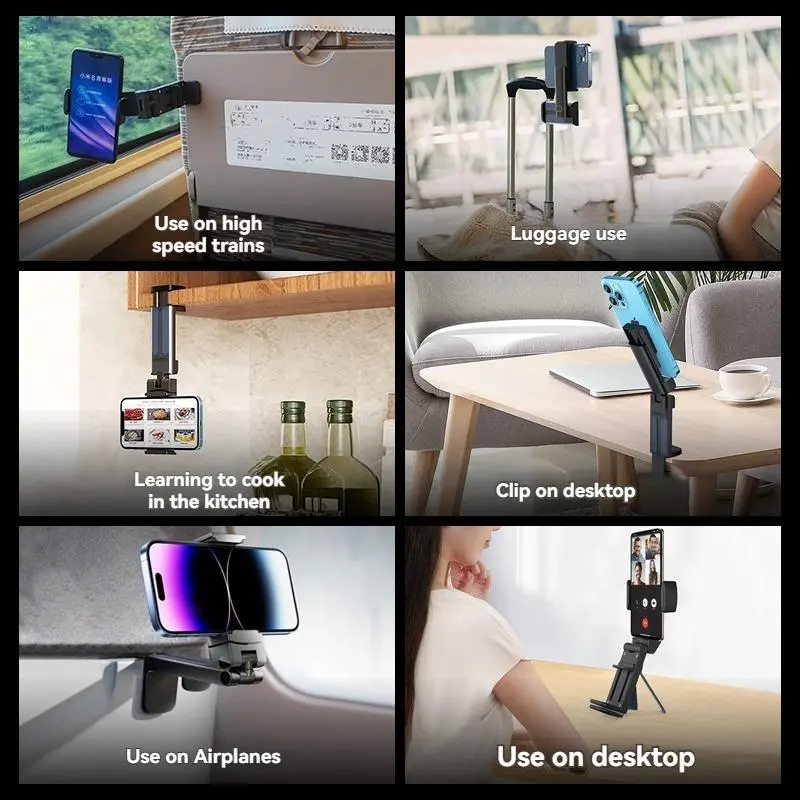 Portable Phone Holder, 360° Rotatable Phone Holder, Universal Hands-free Phone Mount for Travel, Phone Accessories for iPhone 16 15 14 13 12 & S24 5