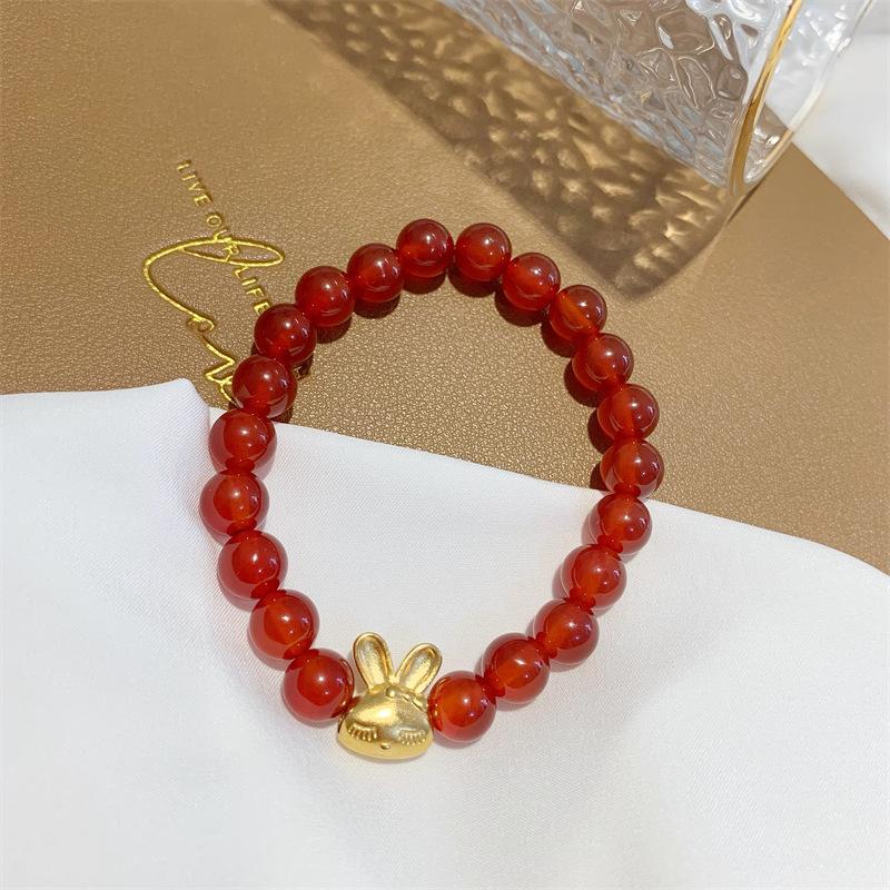 Product Introduction of Vòng Tay Mã Não Đỏ Thỏ Vàng Nhỏ Trang Sức Vàng Chiếm Phí, Năm May Mắn, Vòng Tay Thỏ, Dành Cho Nữ, Không Phai Màu, Năm Kỷ Niệm Mới Năm 2025 vòng  tay  cho  nam vòng  trầm  hương vòng  trầm  hương 2