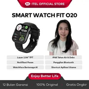 [Exclusive yenni.ng] itel Smart Watch ISW-O20 AI Watch Face | Pemantau Kesehatan 24 Jam | Panggilan BT | Layar HD 2.04" | Tahan Air IP68