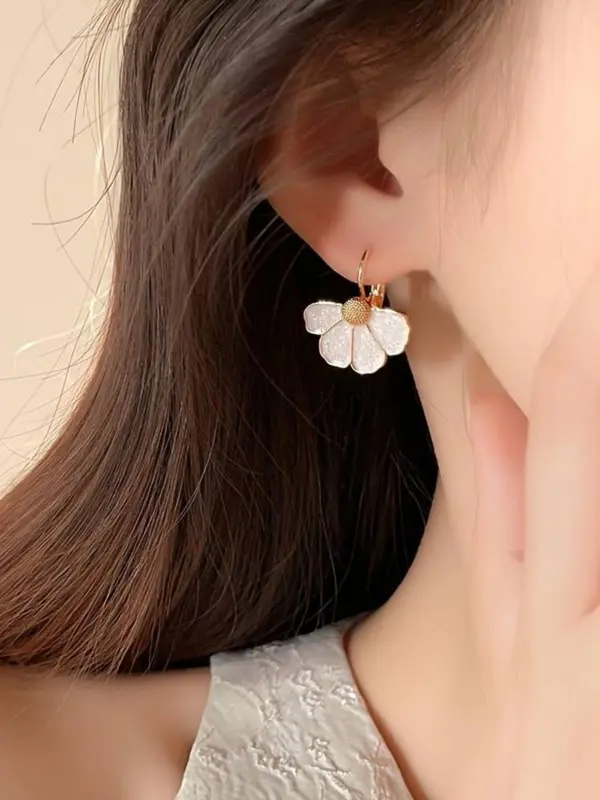 Flower Design Dangle Earrings, Fashionable Jewelry for Women & Girls, Trendy All-match & Exquisite Jewelry for Birthday Gift 7