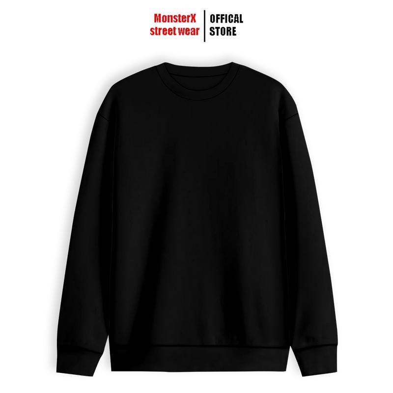Áo Sweater TRƠN MÀU nỉ bông Monster X Street Basic nam nữ form rộng thu đông