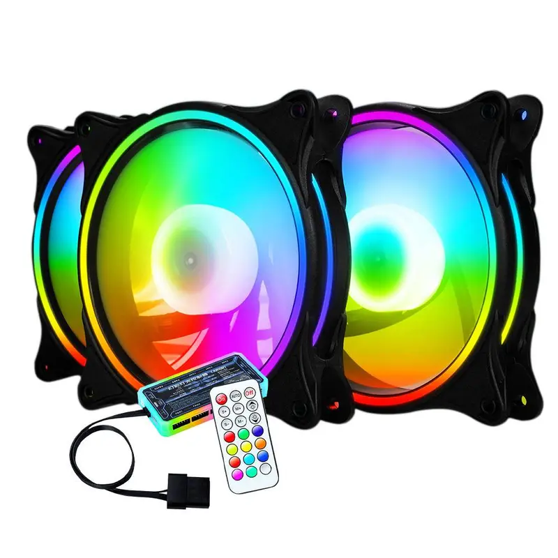 AEITTO RGB Chassis Fan, 12cm Desktop Computer Cooling Fan with Remote Control, Small 6Pin Mute Fan Cooler Radiator 0