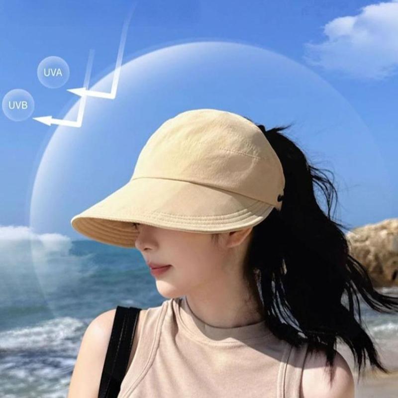Mũ Chống Nắng, Nửa Đầu Hàn Quốc, Mũ Bucket Đi Bộ Đường Dài Hai Vai, Mũ Mềm Vành Lớn, Thời Trang, Làm Bằng Bông, Thích Hợp Cho Các Hoạt Động Thường Ngày Mũ Lông Ngựa, Mũ Tai Xếp Ly Cho Nữ 0