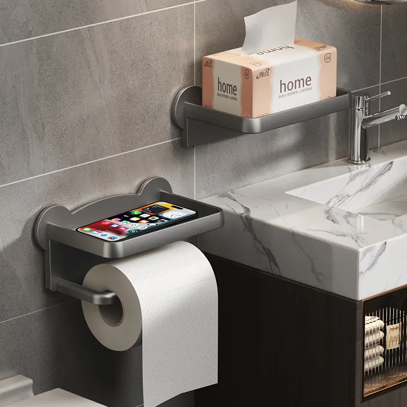 Household Toilet Tissue Box Roll Holder Toilet Paper Tissue Holder Toilet Paper Rack Punch-Free Wall-Mounted Organiser
