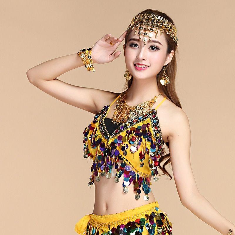 Product Introduction of Trang Phục Khiêu Vũ Ấn Độ, Áo Múa Bụng Cho Nữ, Hàng Mới Về, Gợi Cảm, Tua Rua Đính Kim Sa Áo Vest, Trang Phục Biểu Diễn Sport 5