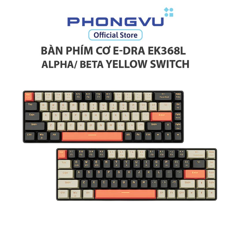 Bàn phím cơ không dây E-DRA EK368L Alpha Beta Yellow Switch - Bảo hành 24 tháng