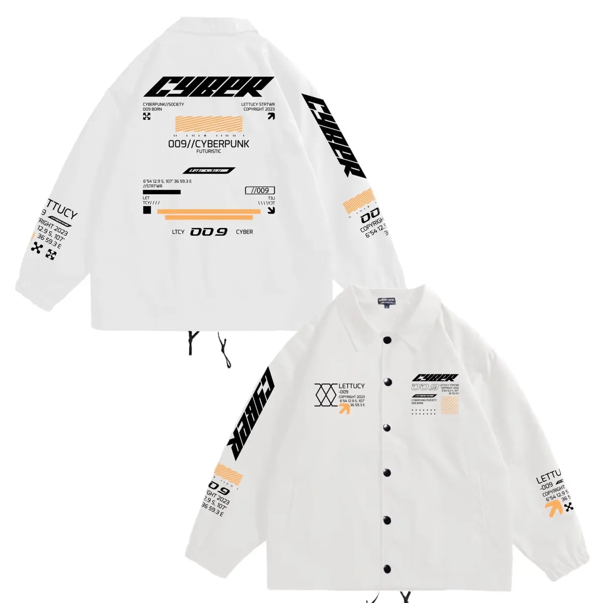 JIZU PROJECT - Jaket Coach Motif Cyber / Jaket Distro Pria Dan Wanita / Jaket Bahan Taslan  Nyaman  / Size M L XL Panjang Sablon Simple