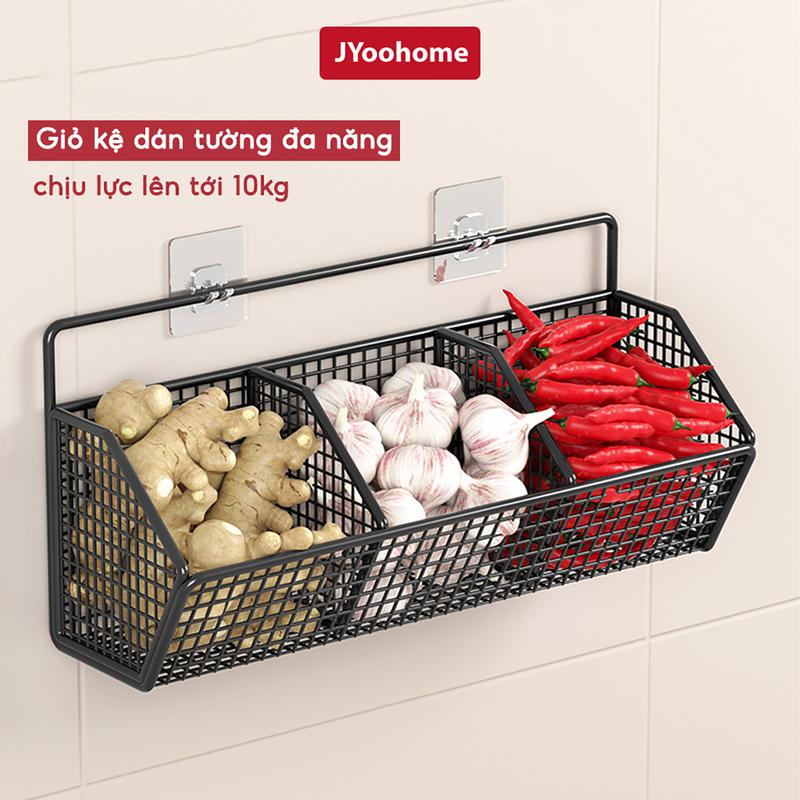 Kệ Đựng Gia Vị Dán Tường JYoohome Chịu Tải 10KG, Giỏ Đựng Đồ Đa Năng Hành Tỏi Gắn Tường Thép Sơn Tĩnh Điện