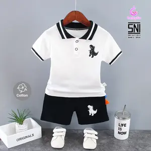 Set Overall Bayi Laki-Laki Kerah Motif Dino Katun / Setelan Anak laki laki Fashion