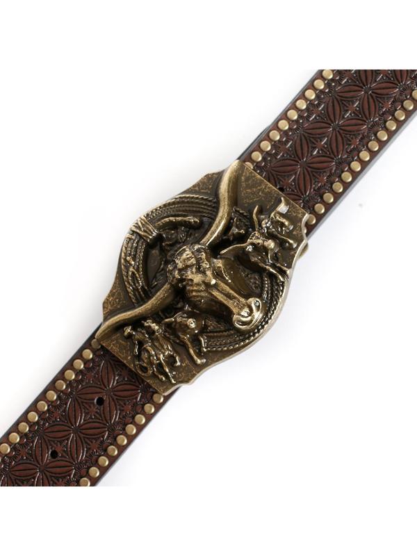 Men's Punk Style Bull Decor Belt, Vintage Western Cowboy Belt, Fashion Belt for Party, Daily Clothing Decor, Trendy All-match & Exquisite Belt for Birthday Gift 6