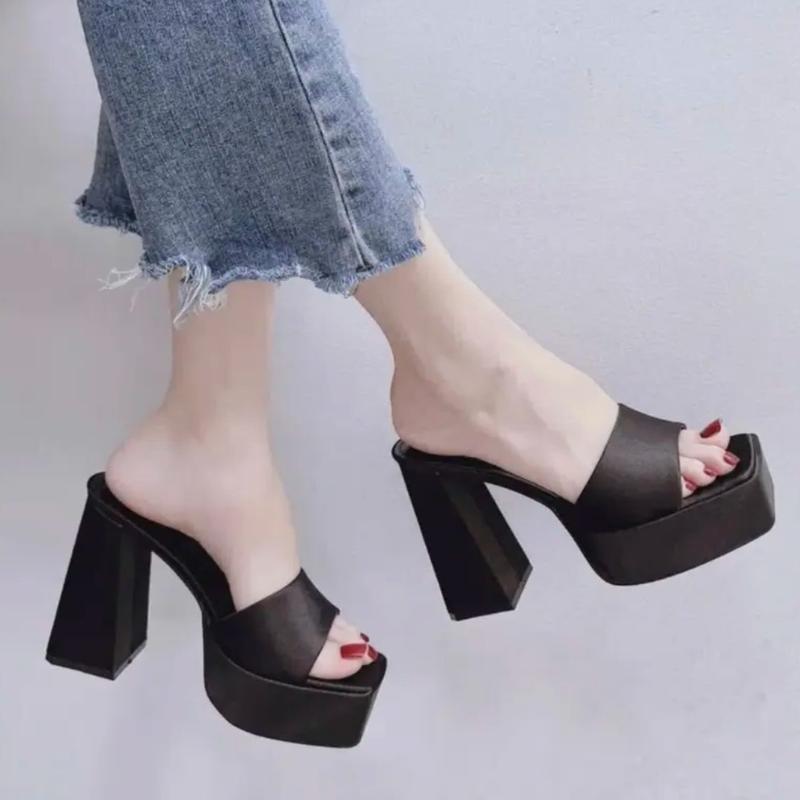 Dép cao gót đúp 12cm NT STORE quai ngang si lụa thời trang phù hợp đi tiệc, đi chơi . DéP Shoes GiàY Nhung Jean Nữ Sandal