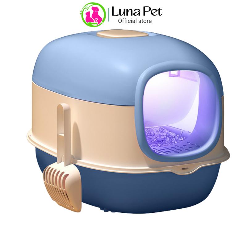 Nhà vệ sinh cho mèo Luna Pet NVS06 - Nhà khay chậu cát cho mèo có nắp đậy chống văng