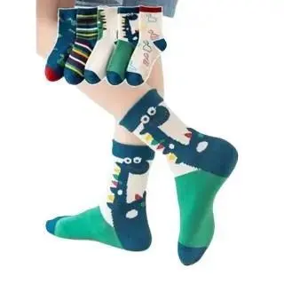 Set 5 Đôi Tất Cổ Cao Hoạ Tiết Khủng Long Kẻ Xanh Siêu Hot Mẫu Mới Nhất Te10 Nhung