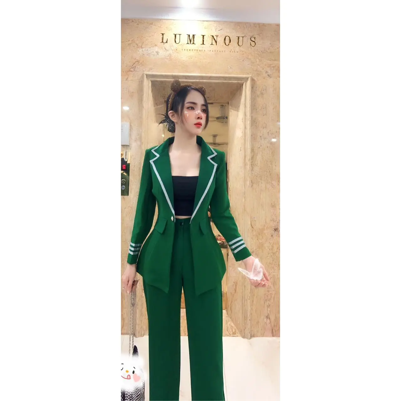 Bộ Vest Phối Dây Kim Tuyến Quần Vẩy Dáng Dài Phù Hợp Đi Dự Hội Thảo Cùng Bạn Bè,Coffe Đêm Muộn