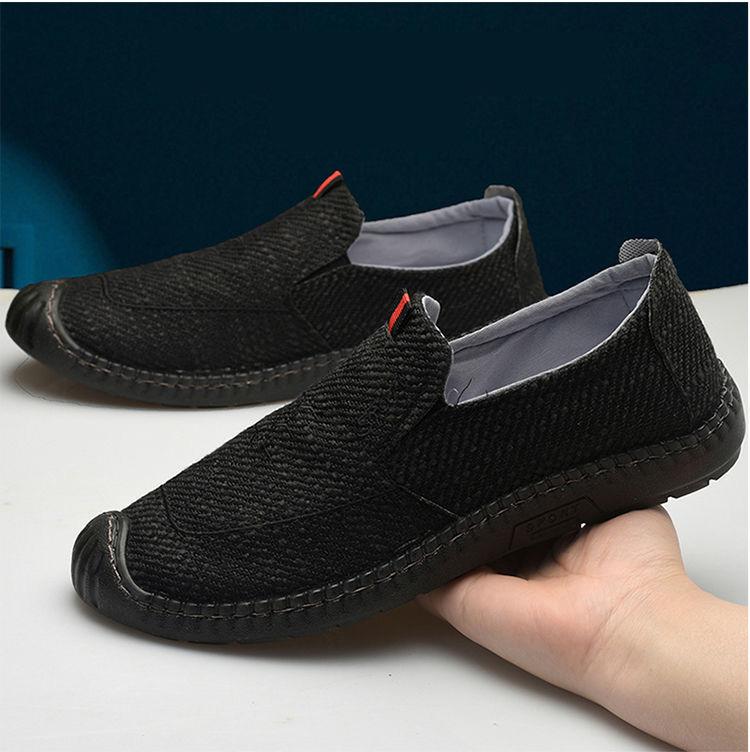 Giày Lười Vải Lanh Thoáng Khí, Đế khâu, Mềm Chống Trơn Trượt G201 Nam Loafer Cao Su Shoes 8