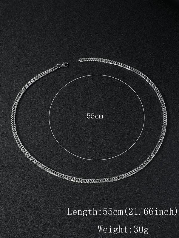 Men's Simple Plain Stainless Steel Chain Necklace, Fashionable Necklace. Casual Versatile Accessories 4