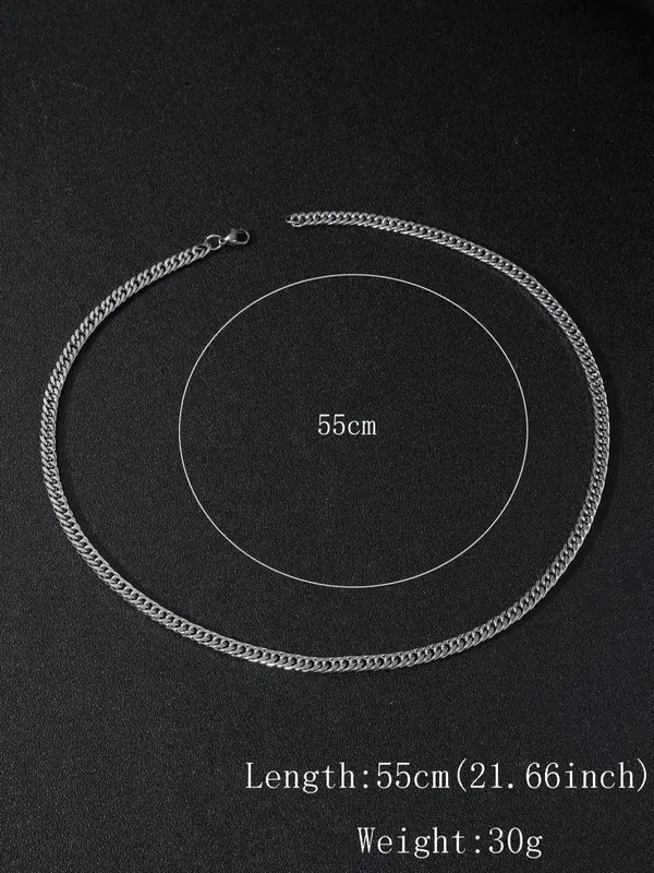 Men's Simple Plain Stainless Steel Chain Necklace, Fashionable Necklace. Casual Versatile Accessories 4