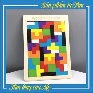 Đồ chơi gỗ rèn trí thông minh xếp gạch gỗ  cho trẻ em, giúp bé nâng cao khả năng tư duy, sáng tạo, xếp hình đa năng thông minh Toy