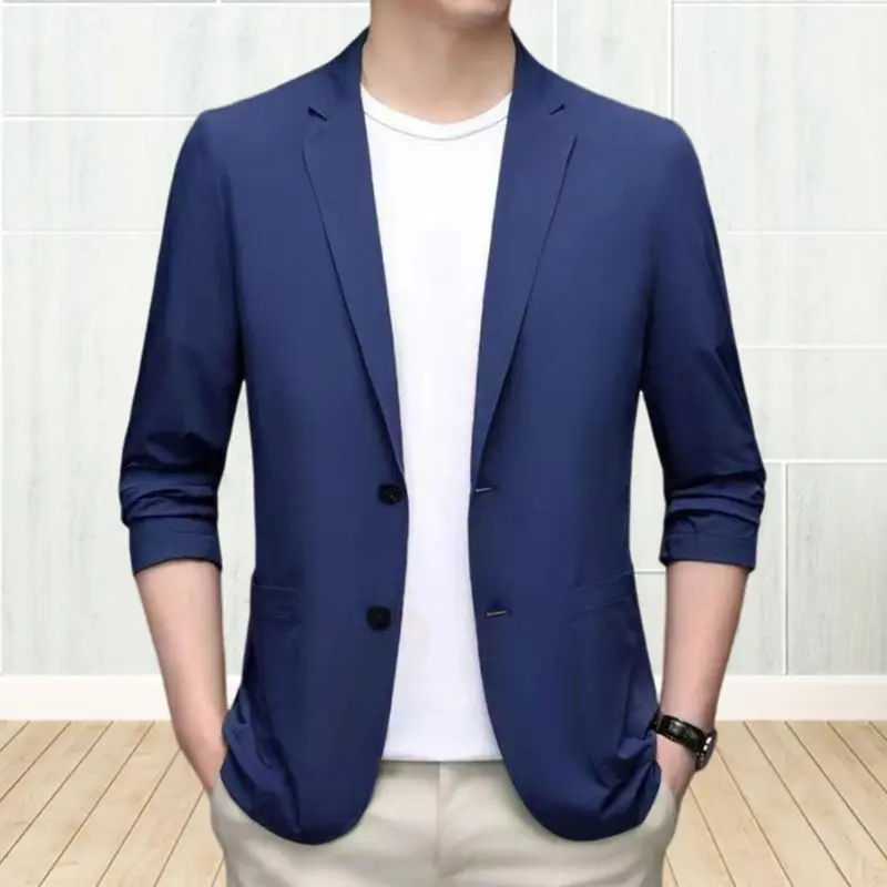 Áo Khoác Vest Nam, Ve Áo, Dài Tay, Một Hàng Cúc, Màu Trơn Có Túi, Phong Cách Doanh Nhân Trang Trọng, Thích Hợp Cho Trang Phục Bảo Hộ Lao Động, [probmise] 8