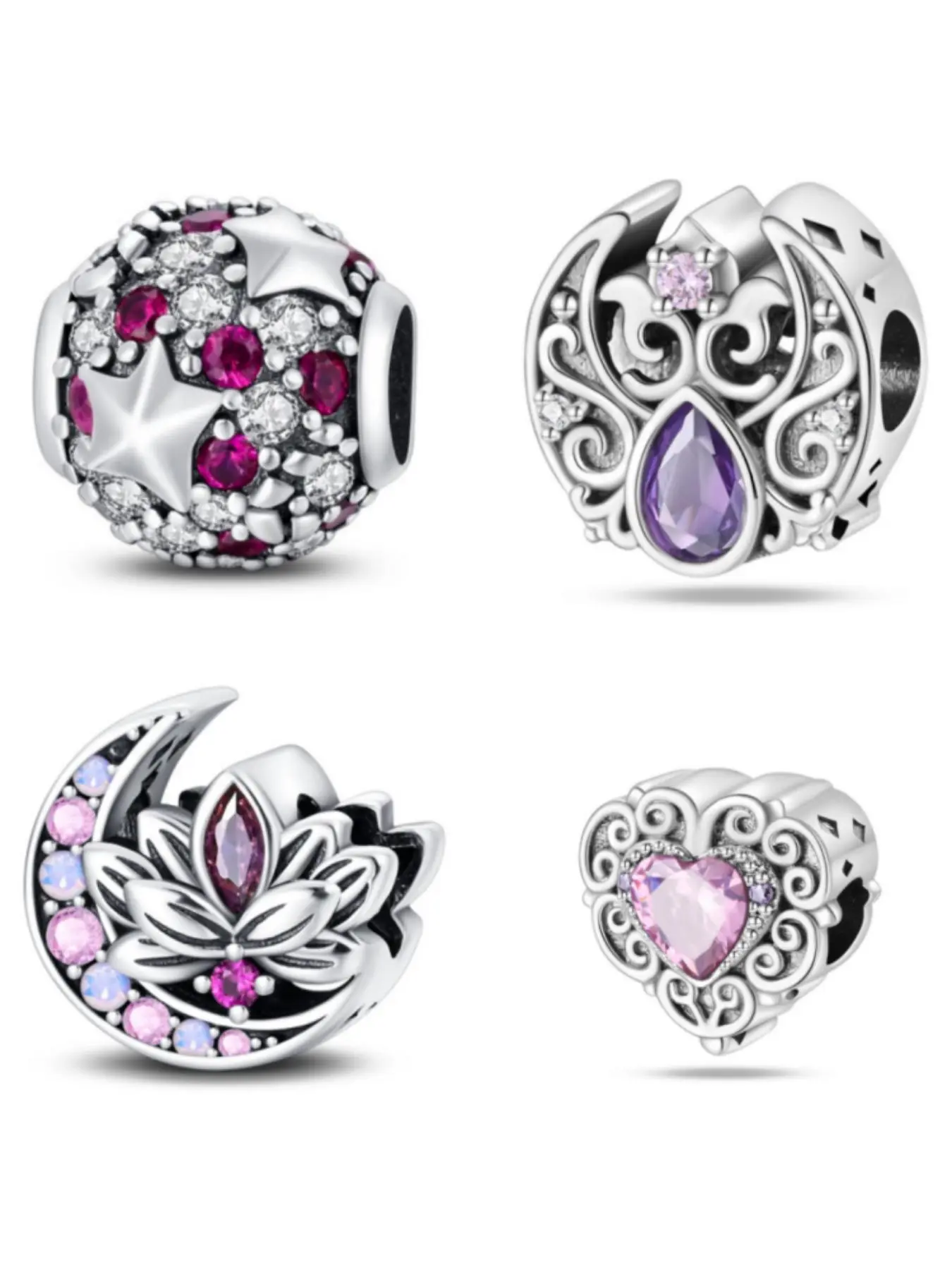 Lotus Design Bead, Rhinestone Decor Bead for Bracelet & Necklace, Fashion Accessories for Women & Girls, Trendy All-match & Exquisite Jewelry for Birthday Gift