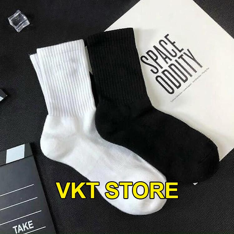 VKT Store LOẠI ĐẸP Tất vớ cổ cao lửng thấp nam nữ loại cao cấp dệt kim chun bàn dày dặn lỗ thoáng khí giảm hôi chân thể thao Sport Thun thêu