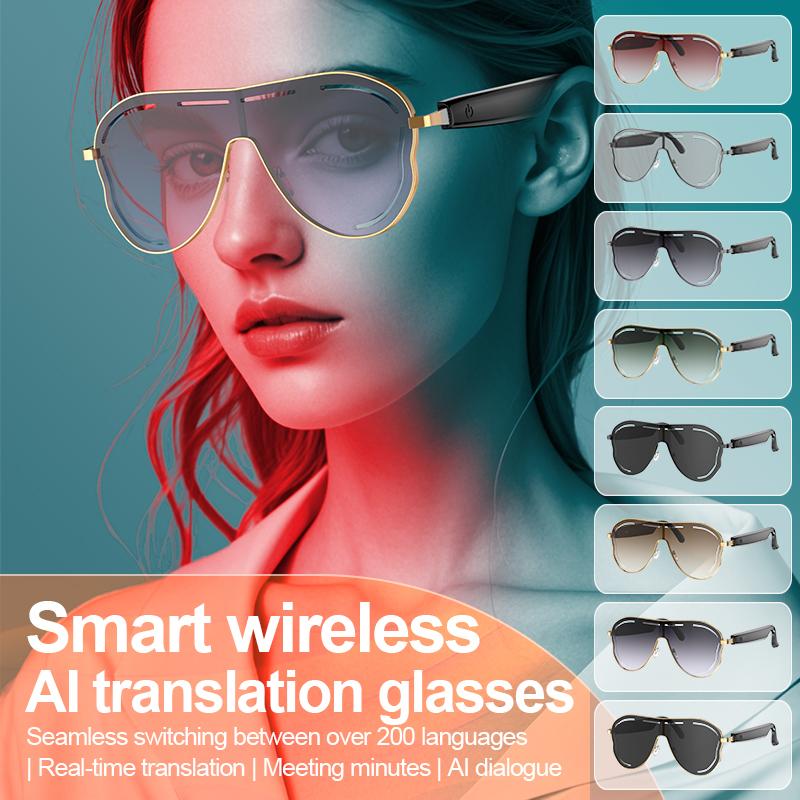 AI Translation Smart Bluetooth Glasses Call Music Headset Glasses Metal Frame Gradient Color Sport Sunglasses For Men Women - Image 3