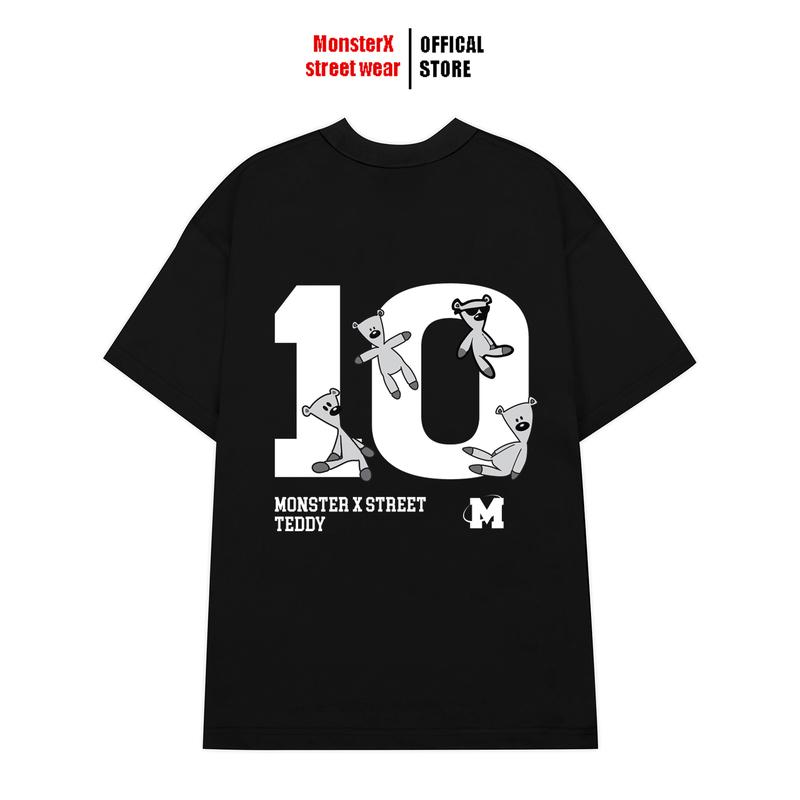 Áo thun tay lỡ form rộng Bear10 unisex nam nữ by Monster X Street