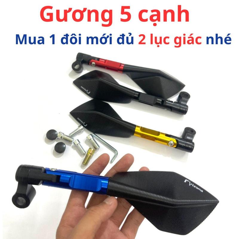 Gương xe máy wave sirius exciter winner sh ab vision kiểu dáng 5 cạnh rizoma chắc chắn xoay 360 độ gập ra gập vào
